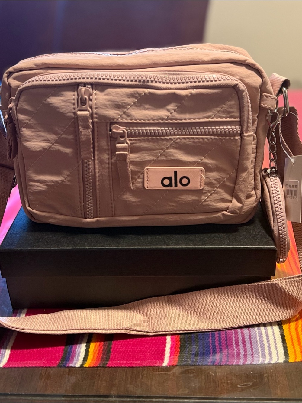 ALO Yoga Quilted Crossbody Bag in Dusty Pink